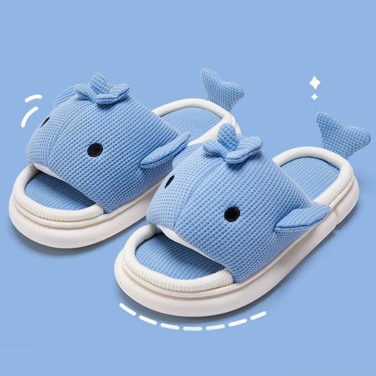 Cute Linen Shark Slippers For Indoor Home Shoes